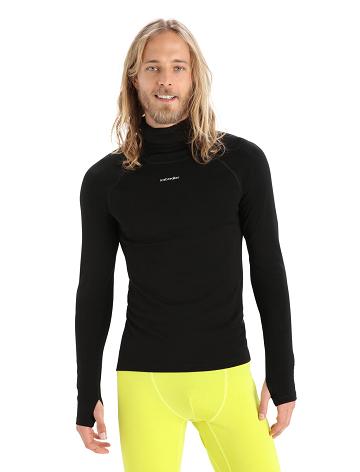 Base Layers Icebreaker MerinoFine™ Long Sleeve Roll Neck Homme Noir | FR 1344BEXC